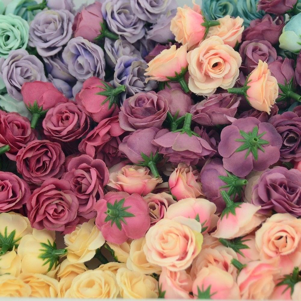 10/50/100pcs 2.5cm Mini Silk Fake Flower Heads Artificial Rose Flower For Crafts Wedding Party Home Decoration Accessories Stevvex