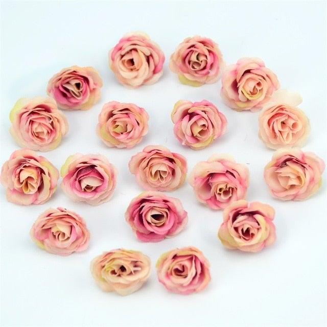 10/50/100pcs 2.5cm Mini Silk Fake Flower Heads Artificial Rose Flower For Crafts Wedding Party Home Decoration Accessories Stevvex