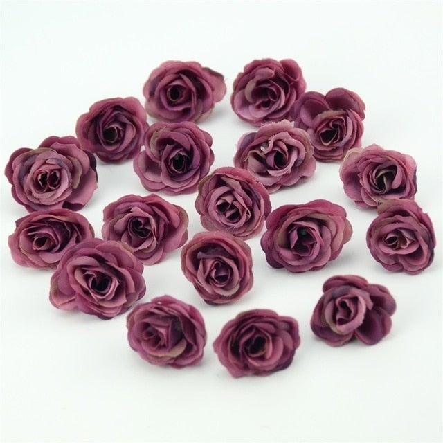 10/50/100pcs 2.5cm Mini Silk Fake Flower Heads Artificial Rose Flower For Crafts Wedding Party Home Decoration Accessories Stevvex