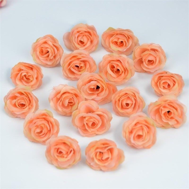 10/50/100pcs 2.5cm Mini Silk Fake Flower Heads Artificial Rose Flower For Crafts Wedding Party Home Decoration Accessories Stevvex