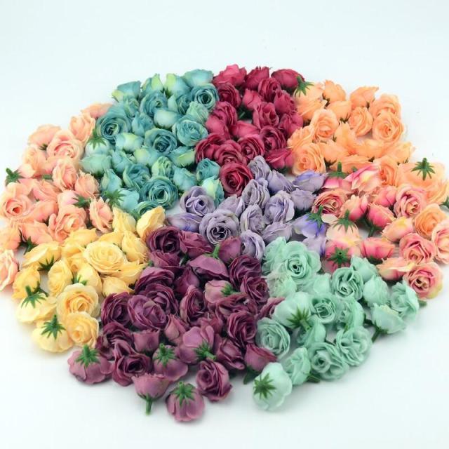 10/50/100pcs 2.5cm Mini Silk Fake Flower Heads Artificial Rose Flower For Crafts Wedding Party Home Decoration Accessories Stevvex
