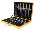 24-Piece Stainless Steel Tableware Set - One-Piece Molded Knife Fork Spoon Collection Pi-Mart