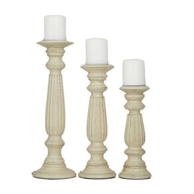 DecMode 3 Candle Brown Mango Wood Candle Holder, Set of 3 EasyOptionXY LLC