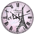 Designart 'Illustration with Paris Eiffel Tower' French Country wall clock (Size 23" x 23")