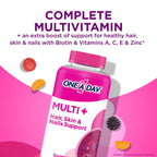 One A Day MULTI+ Hair; Skin & Nails Support Gummy Multivitamin; 120 Count