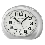 Seiko Tokai Bedside Beep Alarm Clock, Metallic Silver Traditional Quartz Analog QHE193SLH