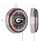 University of Georgia Chrome Double Rung Neon Clock - Reflection