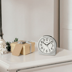 Seiko 4 inch Marui Beep Alarm Silver Analog Traditional Quartz Desk Clock QHE198SLH