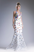 Plunging V-Neckline and Sleeveless Gown Purplish Diva