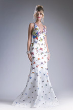 Plunging V-Neckline and Sleeveless Gown Purplish Diva
