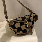 Small Crossbody Bag – Versatile Commute with Checkerboard Canvas, Compact Earphone Bag, Stylish 2-in-1 Chest Bag & Fanny Pack for Everyday Use - SJB-DIAMOND ELITES