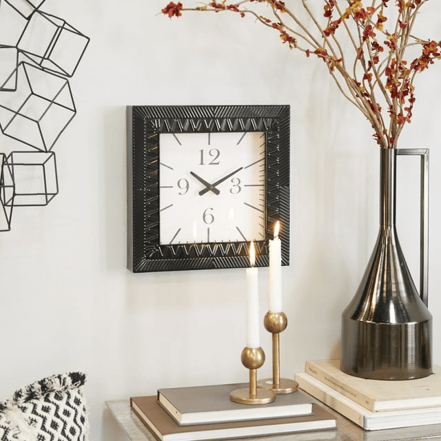 DecMode 12" Black Metal Wall Clock EasyOptionXY LLC