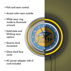 Denver Nuggets NBA Chrome Double Ring Neon Clock EasyOptionXY LLC