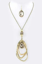 Crystal Drop & Hoops Necklace Set