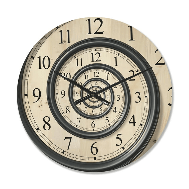 Designart 'Analog Wall Time Spiral ' Modern Wood Wall Clock(Size 16" x 16") EasyOptionXY LLC