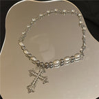 Vintage Minimalist Cross Pendant Necklace Pi-Mart
