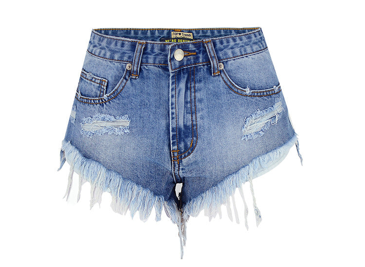 Women's Ripped Denim Summer Jean Shorts High Rise Hem Jeans Shorts - SJB-DIAMOND ELITES
