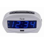 Equity 0.9 inch Blue LED Alarm Clock with USB Port, 30025