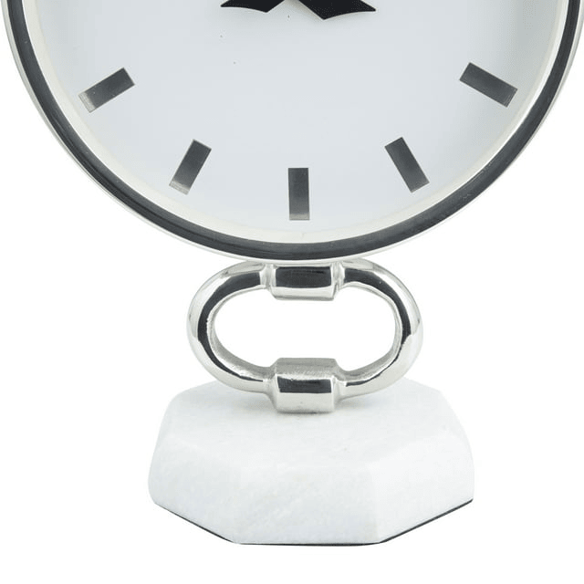 DecMode 12" Silver Stainless Steel Clock with Marble Base EasyOptionXY LLC