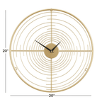DecMode 20" Gold Metal Open Frame Swirl Wall Clock