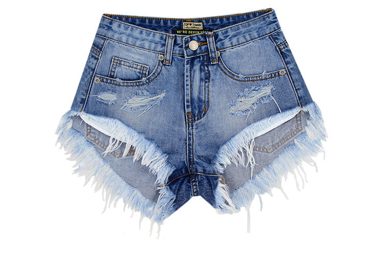 Women's Ripped Denim Summer Jean Shorts High Rise Hem Jeans Shorts - SJB-DIAMOND ELITES