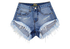 Women's Ripped Denim Summer Jean Shorts High Rise Hem Jeans Shorts - SJB-DIAMOND ELITES