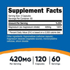 Nutricost Magnesium Citrate Supplement 420mg, 30 Servings (120 Vegetarian Capsules)