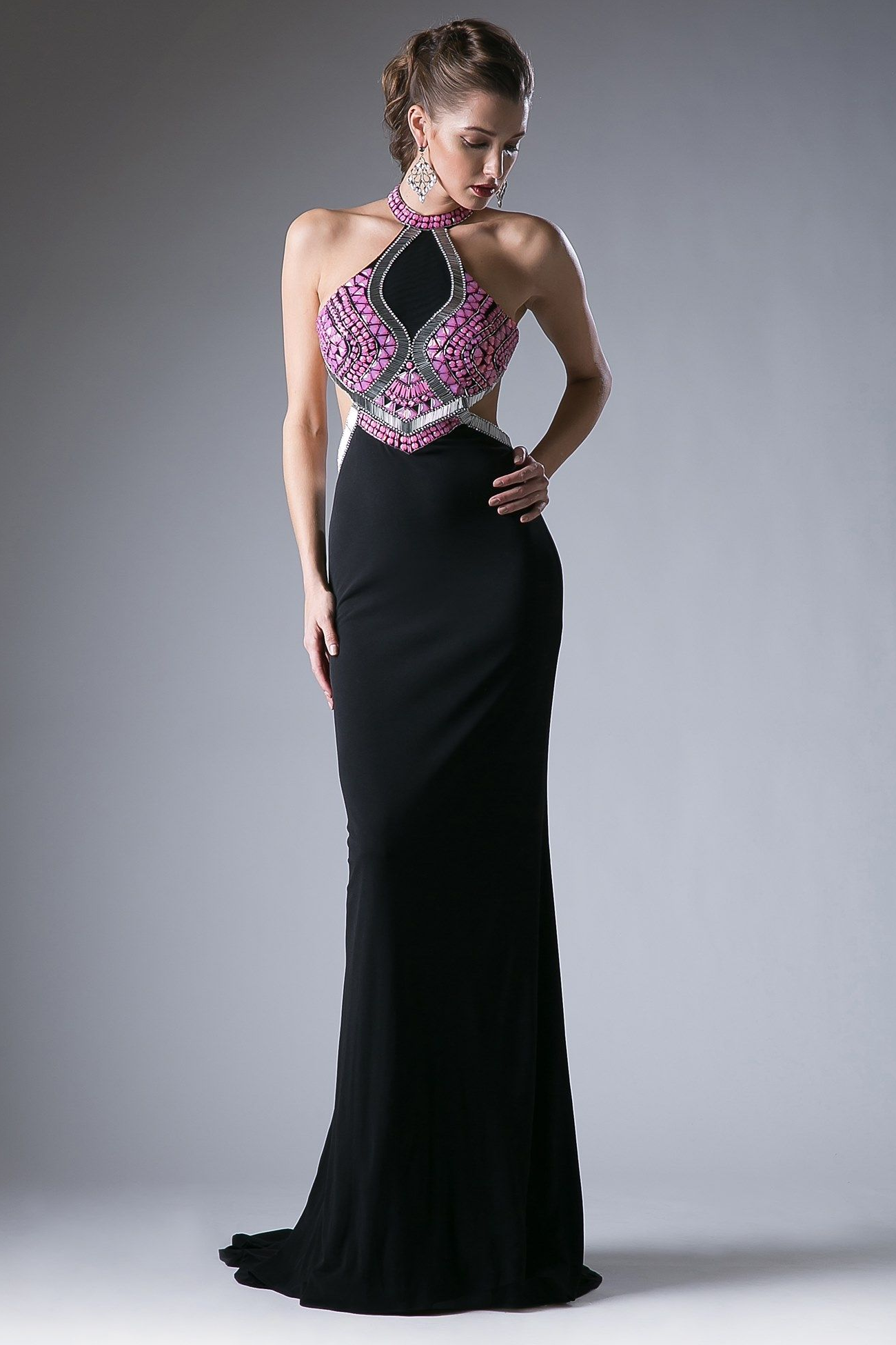 Beaded Stretch Knit Sheath Dress Purplish Diva