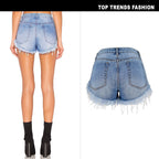 Women's Ripped Denim Summer Jean Shorts High Rise Hem Jeans Shorts - SJB-DIAMOND ELITES