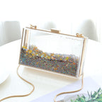 Womens Transparent Sequins Chain Clutch Evening Handbag Party Cross-body Purse SHOMICOBOUTIQUE