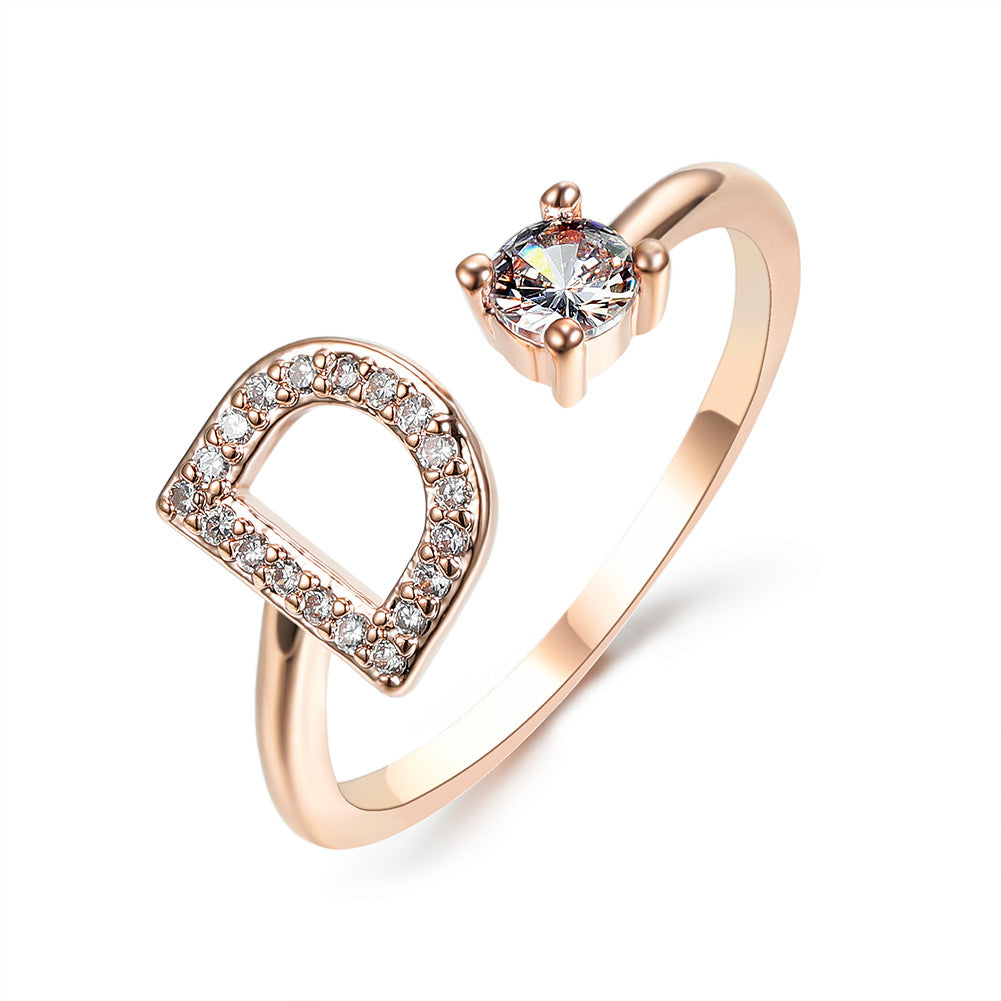 Adjustable 26 Initial Letter Ring Fashion Jewelry For Women Simple Elegant Jewelry Pi-Mart