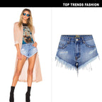 Women's Ripped Denim Summer Jean Shorts High Rise Hem Jeans Shorts - SJB-DIAMOND ELITES