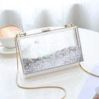 Womens Transparent Sequins Chain Clutch Evening Handbag Party Cross-body Purse SHOMICOBOUTIQUE