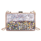 Womens Transparent Sequins Chain Clutch Evening Handbag Party Cross-body Purse SHOMICOBOUTIQUE