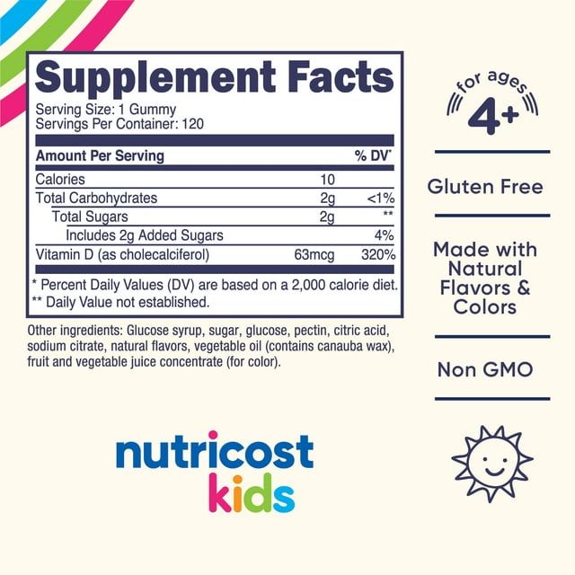 Nutricost Kids Vitamin D3 Gummies 2,500 IU (62.5mcg), 120 Gummies - Mixed Berry Flavored EasyOptionXY LLC