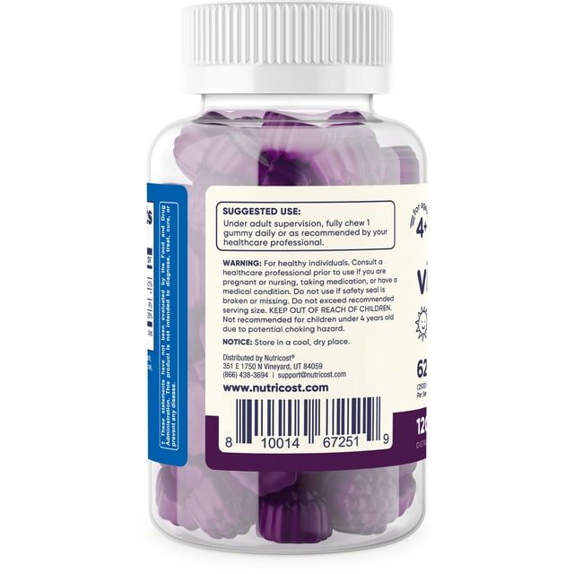 Nutricost Kids Vitamin D3 Gummies 2,500 IU (62.5mcg), 120 Gummies - Mixed Berry Flavored EasyOptionXY LLC