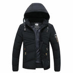Men's Solid Color Hooded Polyester Cotton Coat