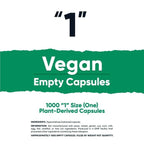 Nutricost Vegan Empty Capsules Size 1 - Clear Empty Plant-Based Capsules (1000ct) - Kosher, Halal, Non-GMO, Soy Free, Gluten-Free, Vegetarian