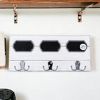 Chalkboard Wood Coat Hanger - Triple Hook Board With 3 Chalk Labels 15x6.75 BandsCo Straps