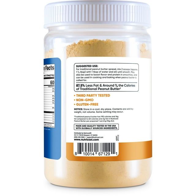 Nutricost Peanut Butter Powder - No Sugar Added (12.6 oz) - Non-GMO Supplement EasyOptionXY LLC