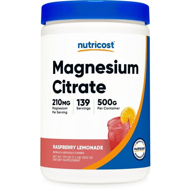 Nutricost Magnesium Citrate Powder (Raspberry Lemonade, 500 Gram) Supplement EasyOptionXY LLC