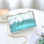 Womens Transparent Sequins Chain Clutch Evening Handbag Party Cross-body Purse SHOMICOBOUTIQUE