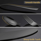 Silverware Set, 45 Piece Stainless Steel Flatware Cutlery Set Service for 9, Include Knife Fork Spoon, Stylish Mirror Finish, Dishwasher Safe Perfect for Home Kitchen Restaurant, Black EasyOptionXY LLC
