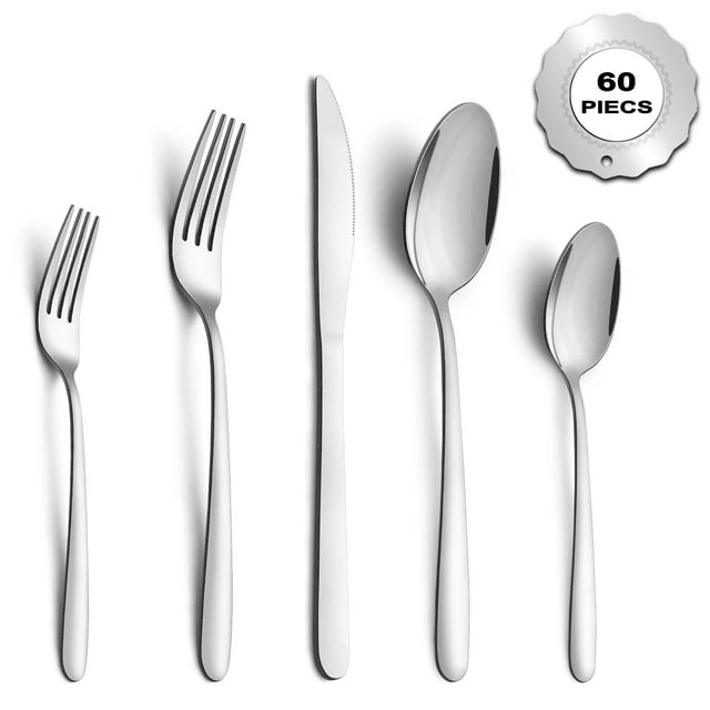 Bestdin Silverware Set, 60 Pieces Stainless Steel Flatware Set for 12, Include Fork Knife Spoon Set, Mirror Polished, Dishwasher Safe, Cutlery Set for Home Kitchen Restaurant