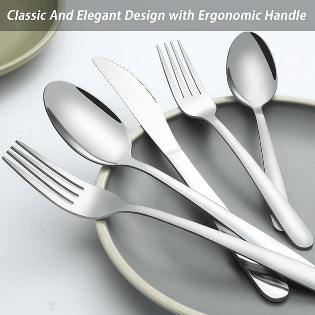 Bestdin Silverware Set, 60 Pieces Stainless Steel Flatware Set for 12, Include Fork Knife Spoon Set, Mirror Polished, Dishwasher Safe, Cutlery Set for Home Kitchen Restaurant