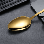 ReaNea 46 Pieces Gold Silverware Set Stainless Steel Titanium Gold Plating Flatware Set, Spoons Forks Cutlery Set Contains 6 Pieces Serving Set EasyOptionXY LLC