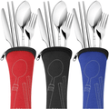Arroyner 3 Pack Portable Travel Flatware Set, Reusable Silverware Knife Fork Spoon Chopsticks Utensils, Stainless Steel Camping Cutlery for School Outdoor Picnic EasyOptionXY LLC