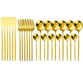 Dznils Gold Silverware Set 24Pcs Flatware Set Gold Stainless Steel Dinnerware Set Tableware Fork Spoon Cutlery Set Gift