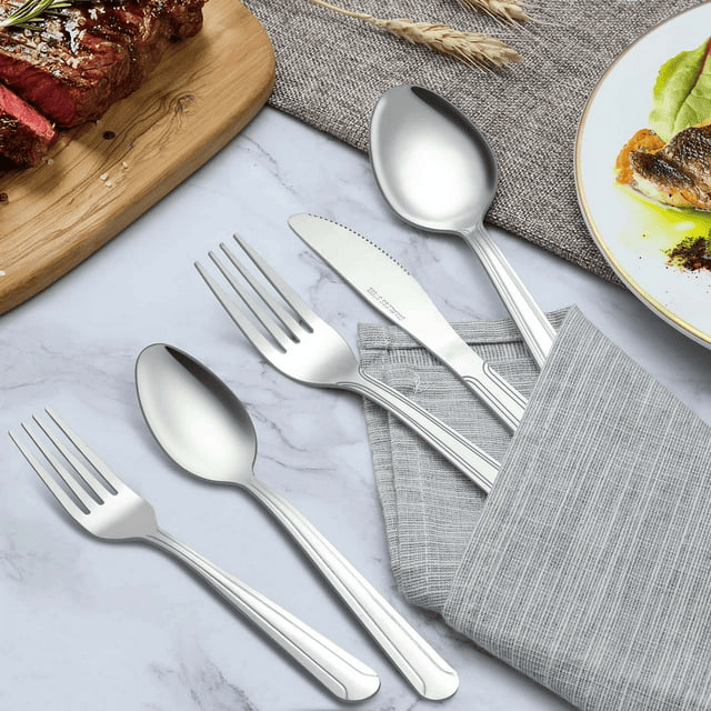 Bestdin Silverware Set for 8, 40 Pieces Stainless Steel Flatware Set, Include Fork Knife Spoon Set, Mirror Polished, Dishwasher Safe, Tableware Cutlery Set for Home Kitchen Restaurant Hotel