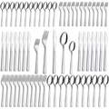 Bestdin Silverware Set for 12, 60 Pieces Stainless Steel Flatware Set, Include Fork Knife Spoon Set, Mirror Polished, Dishwasher Safe, Square Tableware Cutlery Set for Home Kitchen Restaurant